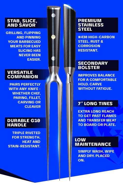Dalstrong Meat Fork - 7 inch - The Impaler - Dual-Prong Carving & BBQ Fork - High Carbon Stainless Steel - G10 Garolite Handle - Professional Barbecue Carving Fork - Kitchen Utensils