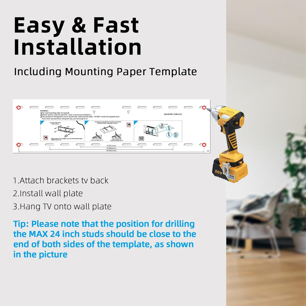 USX STAR Fixed TV Wall Mount - Low Profile Design for 37-86 Inch Screens | Quick Release Lock, Max VESA 600x400mm, Supports 132 lbs