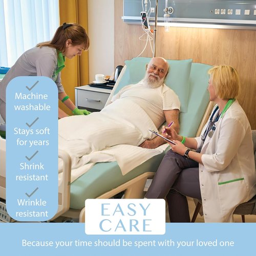 BLISSFORD - 4 Pack Fitted Hospital Bed Sheets with Elastic All Around for a Perfect Fit - Cotton Rich Soft Knitted Jersey Sheet, 36” x 84” x 12” - Blue