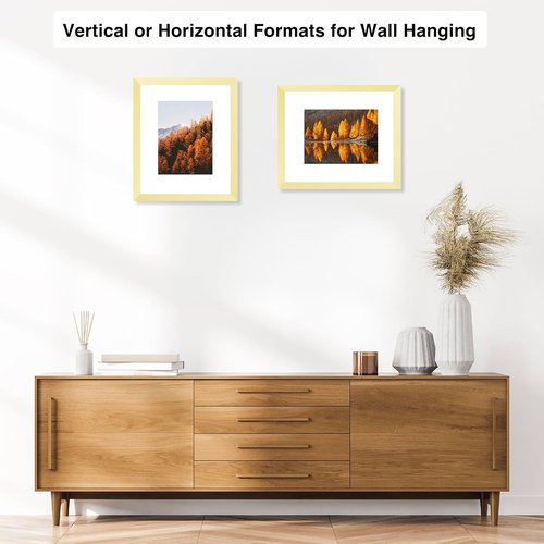 Gold 8x10 Picture Frame by [Brand Name] - Versatile Wall Hanging & Tabletop Display with 5x7 Mat
