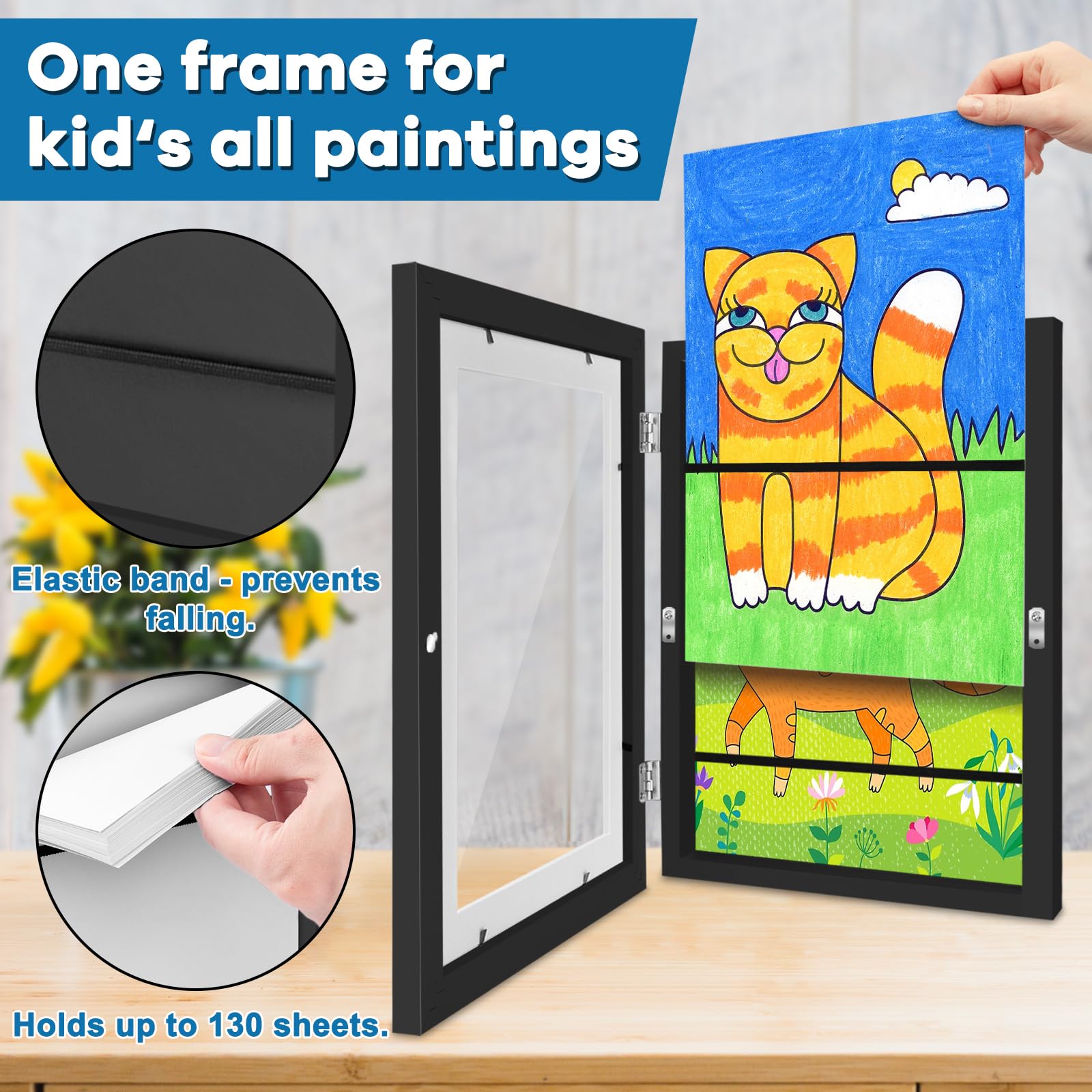 TolleSonne 8 Pack Kids Artwork Frames Changeable, 8.5x11in Kids Art Frames Front Opening, Children Art Projects Kids Art Frames Picture Frames for Kids Drawing, Crafts and Photos, Holds 130 Pcs
