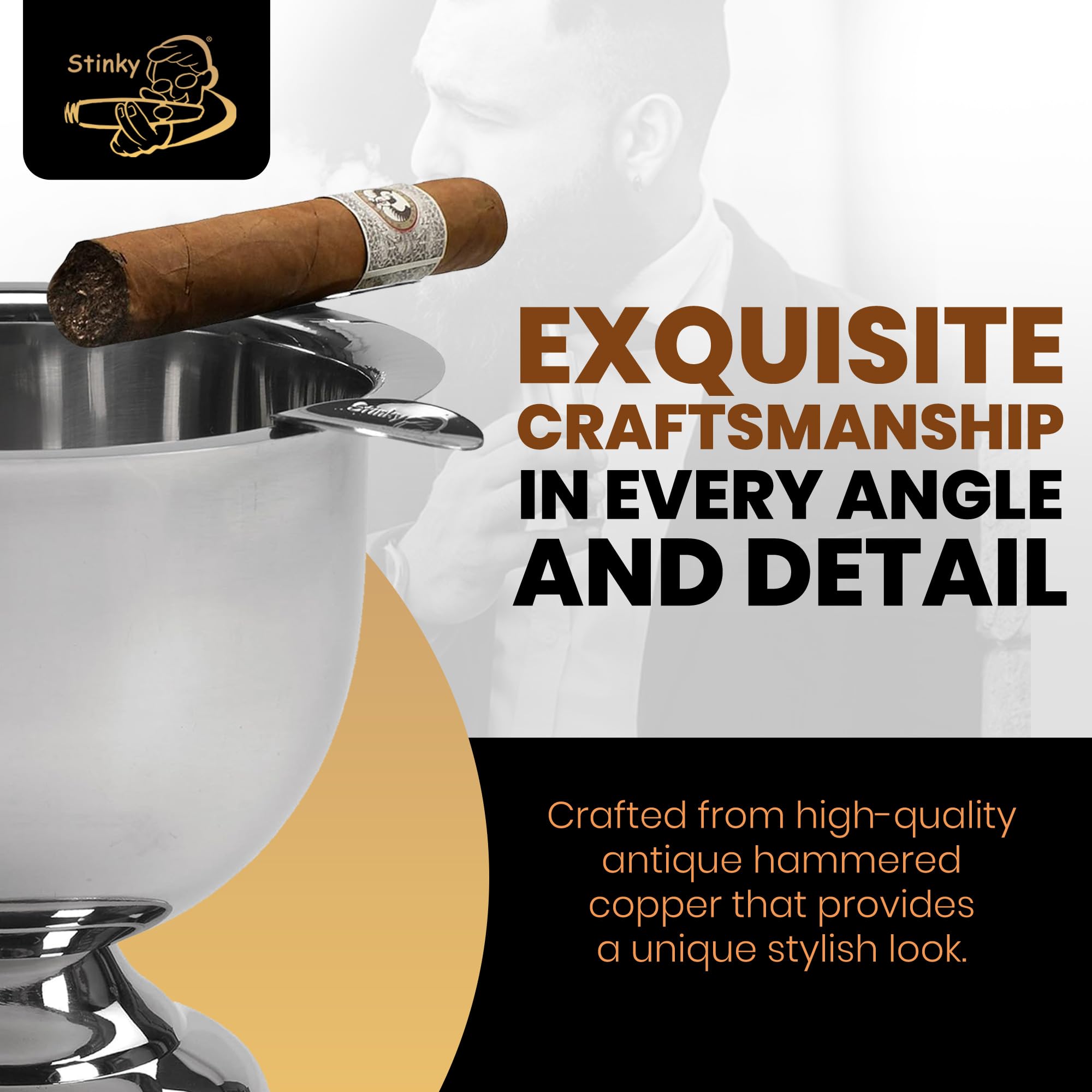 Stinky Cigar Ashtrays Tall Ashtray, Stainless Steel