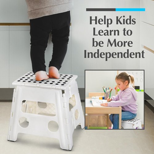 Handy Laundry Folding Step Stool - Lightweight & Sturdy for Adults and Kids | Easy One-Flip Design - White, 13 Inch