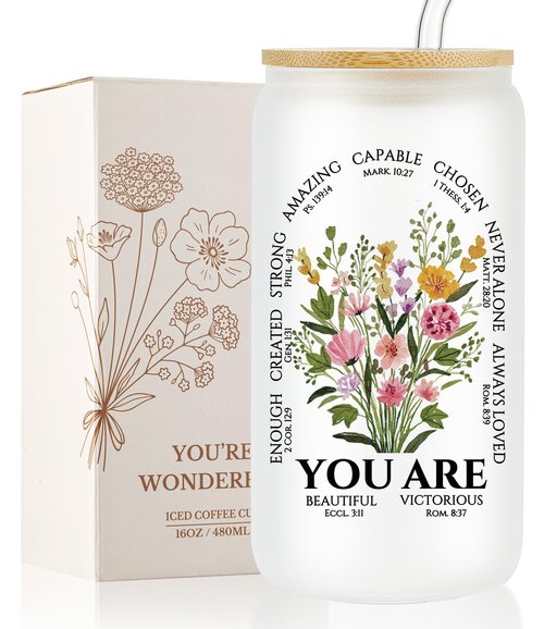 Christian Birthday Gifts for Women, Religious Spiritual Gifts for Women, Catholic Inspirational Baptism Encouraging Thank You Gift for Sisters in Christ Mom Ladies Friends Sister, 16oz Glass Tumbler