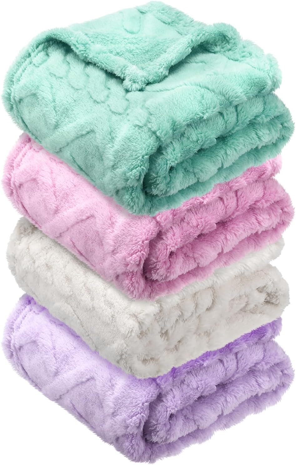 VitalCozy 4 Pcs Fleece Baby Blankets - Soft Plush Warm Receiving Blankets 30" x 40" for Infants & Toddlers
