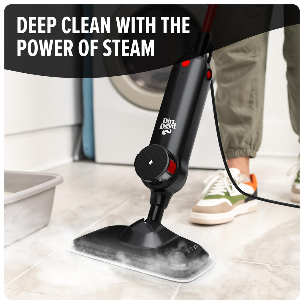 Dirt Devil Steam Mop, Hard Floor Cleaner Machine, 3-Mode Steam Cleaner Machine, Ready to Use in 30 Seconds, Ideal for Hardwood, Vinyl, Tile, Grout and More