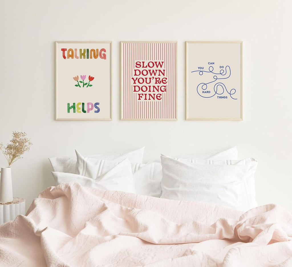 Skiennix 6-Piece Mental Health Wall Art - Inspirational Quotes Canvas Prints for Home & Office Decor