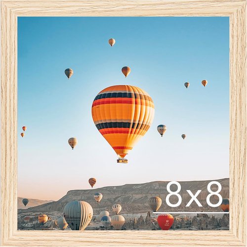 JCJMY 8x8 Picture Frame - Versatile Wall & Tabletop Display | Shatter-Resistant Plexiglass, Natural Finish