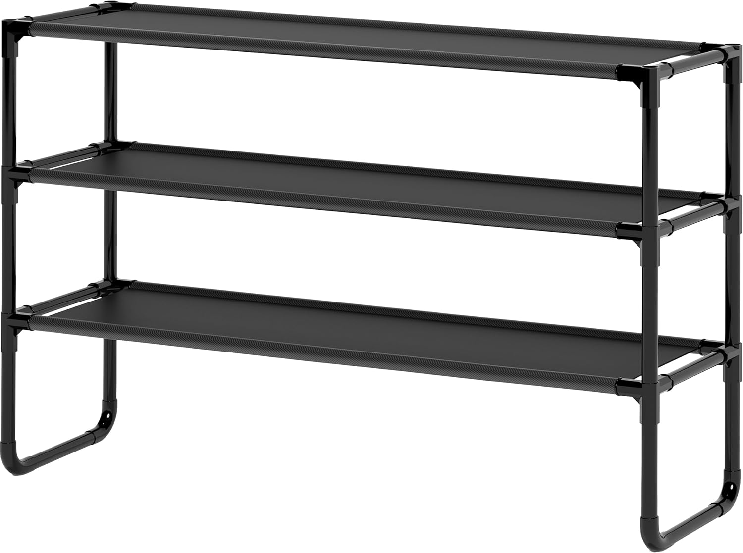 Skiennix 3-Tier Shoe Rack - Stackable Organizer for Closet & Entryway | Holds 16-20 Pairs, Black (35.8" Wide)