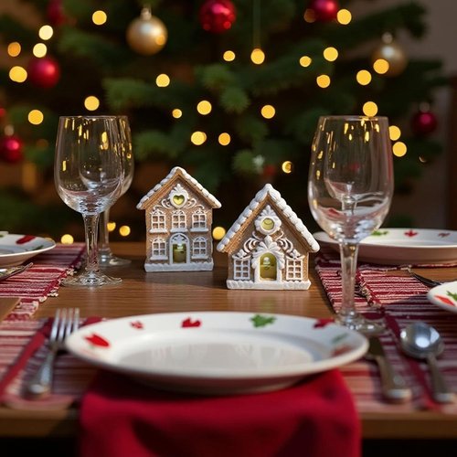 Braxio Gingerbread House Kit - 2PCS Miniature Resin Houses with LED Light | 3 Inch Indoor Christmas Decor
