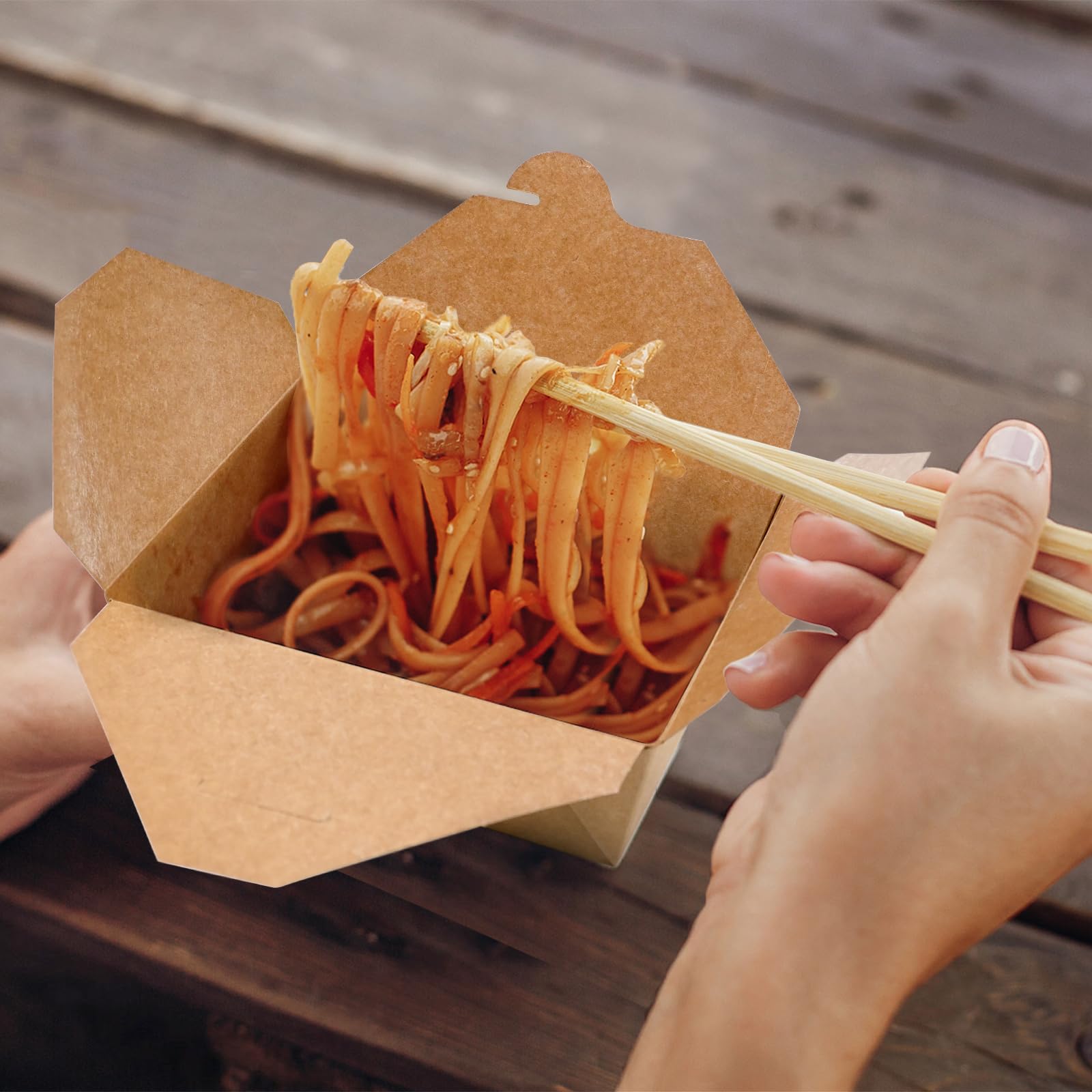 EcoDispose 45 oz Kraft Paper Pack of 80 Fold To Go Containers, Microwaveable Leak and Grease Proof Take Out Boxes for Lunch,Leftover and Restaurant