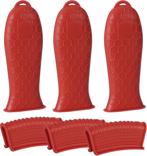 Joyhalo Silicone Pot Handle Covers - Heat Resistant 6-Pack for Cast Iron Skillets & Pans | Wine Color