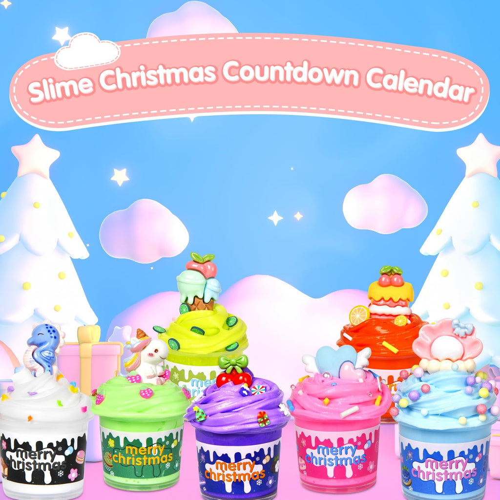 Slime Advent Calendar 2026 for Grils, Christmas Countdown Calendar for Kids, 24 Days of Xmas Count Down Calendar for Girls and Boys