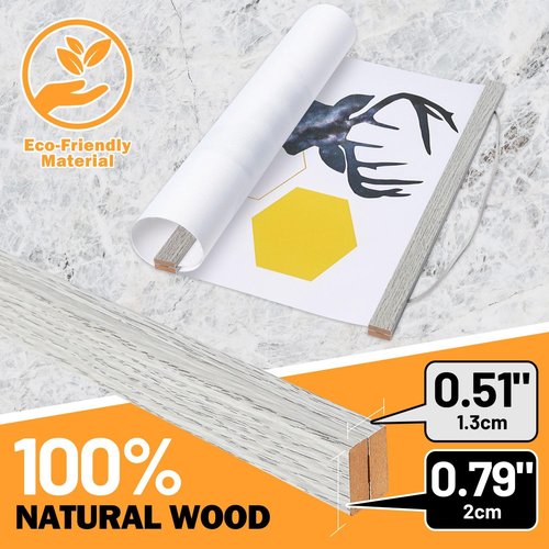 Benjia Magnetic Poster Hanger - 16" Wooden Frame for Canvas & Artwork | Easy Wall Display in Grey