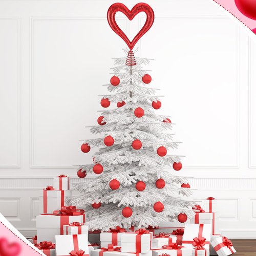 Relaxgiant 11.8 Inch Valentine Glitter Heart Tree Topper Valentines Red Foam Heart Tree Topper for Treetop Large Red Romantic Decorations for Home Wedding Holiday Party Supplies Gift