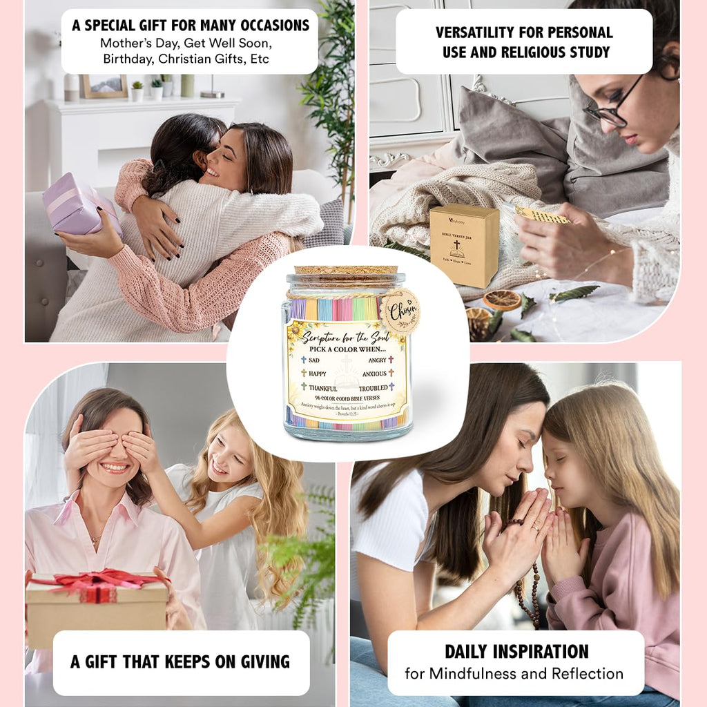 Mothers Day Gifts For Mom From Daughter, Son - Inspirational Bible Verse Jar, Religious Christian Gifts For Women Men - Prayer Jar with Scriptures for Nana Sisters Besties, Birthday Presents For Moms