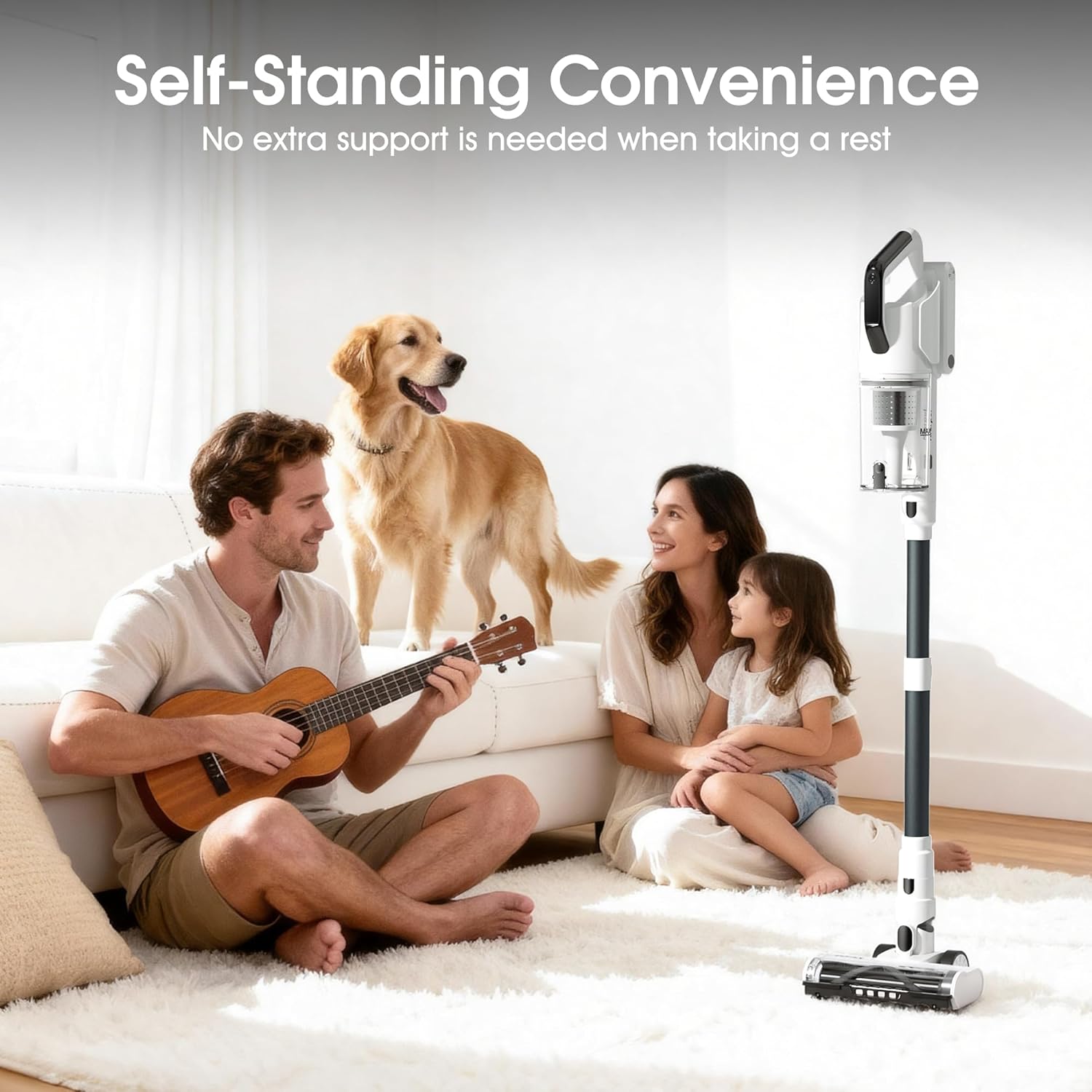 Skiennix Cordless Vacuum Cleaner - 600W Power, 70-Minute Runtime, LED Touch Screen - Lightweight, White