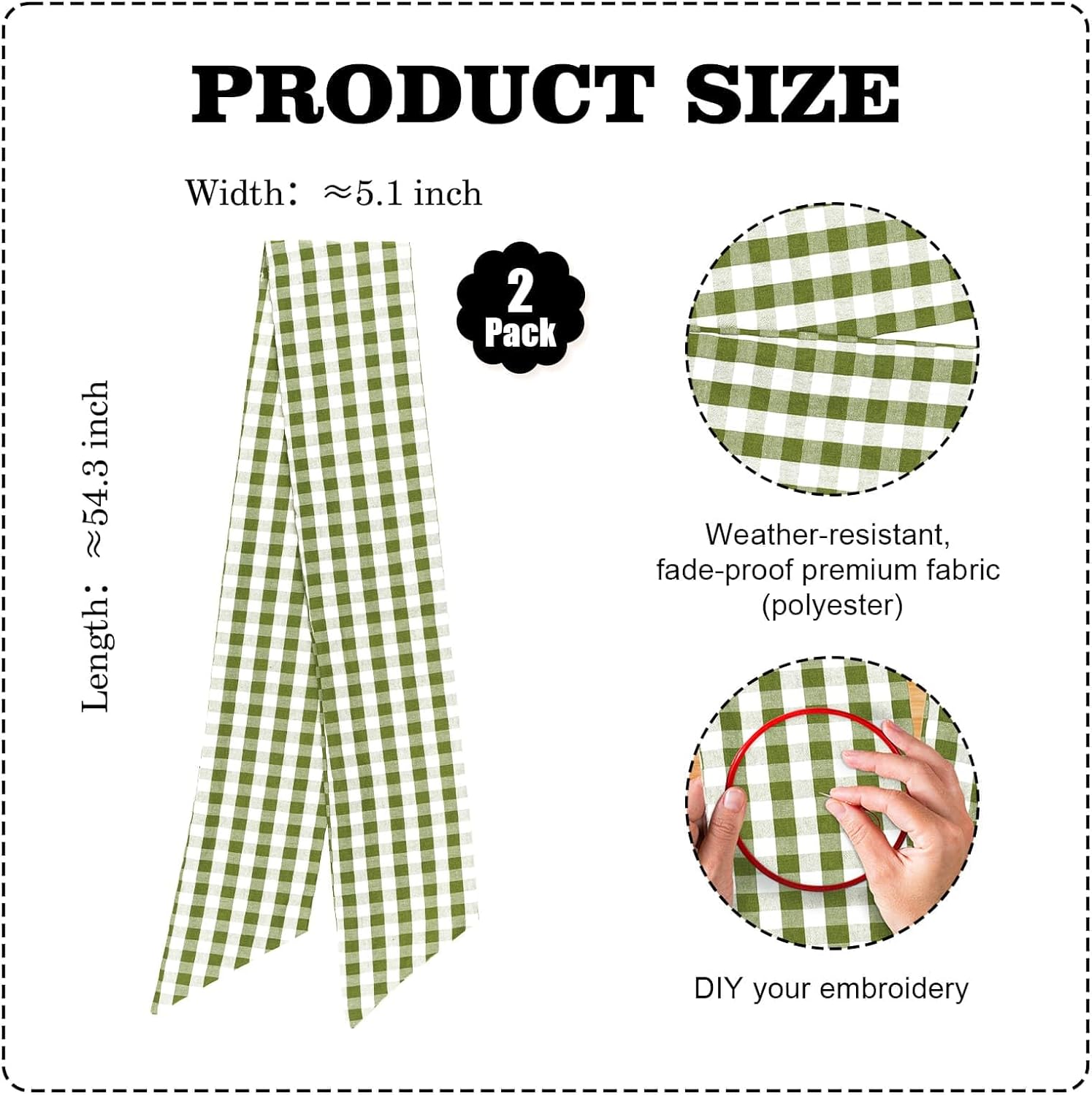 Skiennix 2-Pack Green & White Plaid Wreath Sashes - Versatile Door Decorations for Spring & St. Patrick's Day