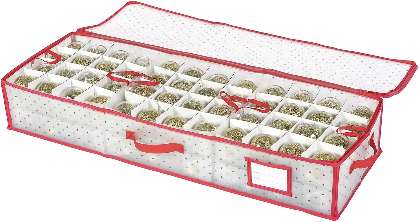 Sattiyrch Christmas Ornament Storage Box - Durable Dust-Proof Organizer with Customizable Dividers | Holds 96 Ornaments