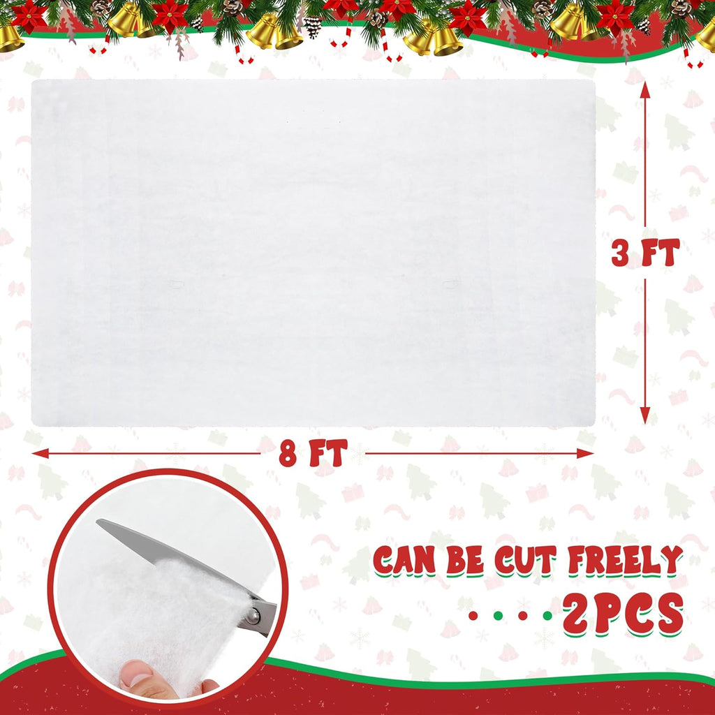 QZYL Christmas Snow Blanket Roll - 3x8FT White Decor for Holiday Decorations & Winter Themes