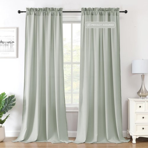 H.VERSAILTEX Sheer Curtains 84 inches Long No-See-Through Farmhouse Curtains for Living Room Light Filtering Semi Sheer Curtain for Bedroom Privacy Window Curtain Drapes 2 Panels Rod Pocket, Sage