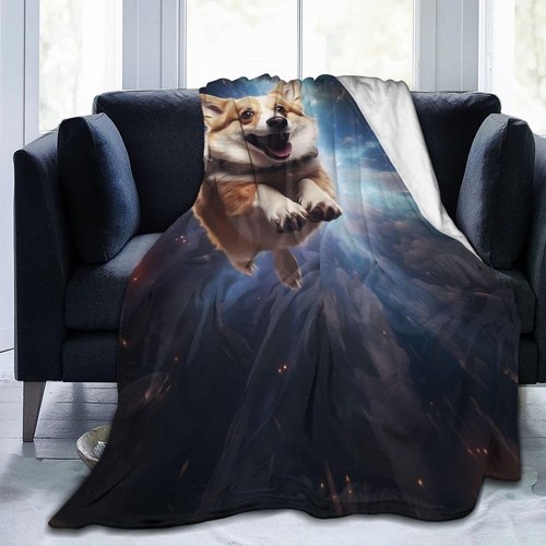 amepay Funny Corgi Blanket Gifts for Corgi Lovers Grils Boys Cute Puppy Dog Universe Flannel Throw Blankets Soft Fuzzy Lightweight for Home Decor Couch Bed Sofa 60x50 Inches