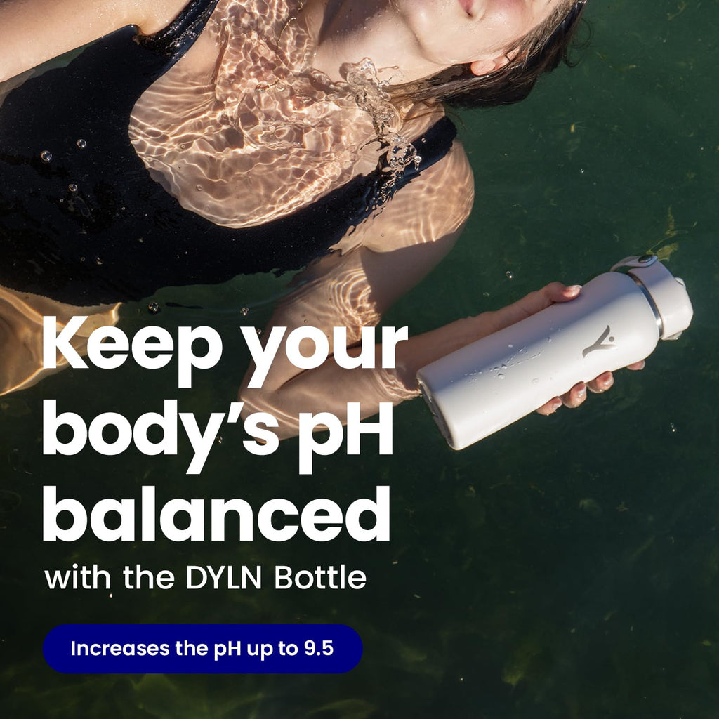 DYLN Hydrogen Water Bottle | Create Hydrating Alkaline Hydrogen-Rich Water Up to 9 pH | Vacuum Insulated Stainless Steel Water Bottle | Keeps Water Cold for 24 Hours | 32 oz, Crimson Red