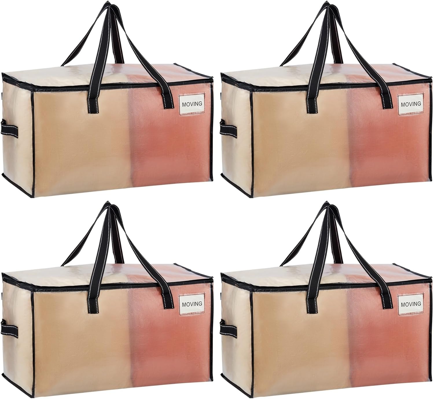 VENO Heavy Duty Moving Bags - Clear Storage Solution for Clothes & Comforters | 4 Pack, Foldable Design