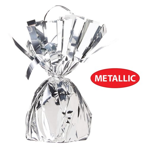 Beistle Metallic Wrapped Balloon Weight – 6 Pack, Silver Balloon Centerpiece Bouquet Holders, Party Decoration Accessories for Birthdays, Weddings, Graduations, and Retirement Celebrations, 6 Oz