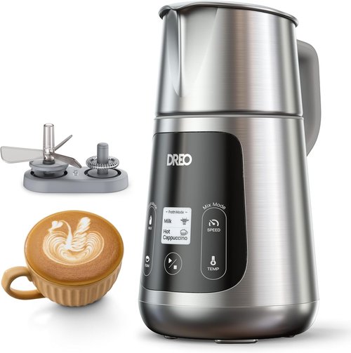 DREO Electric Milk Frother - All-in-One Foam Maker for Coffee | 15oz Automatic Latte Art Microfoam, Easy to Clean