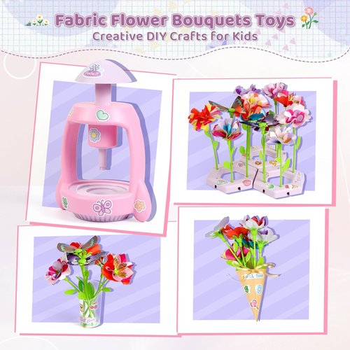 Bsgifts DIY Flower Press Kit - Creative Fabric Flower Making Toy for Kids Ages 3-12 | Perfect Arts & Crafts Gift
