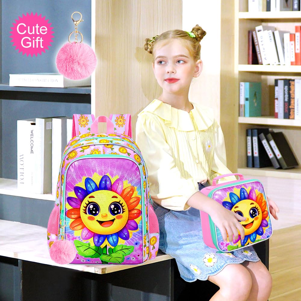 gxtvo 3PCS Girls Dog Bookbag, 16" Kids Backpackwith Lunch Box, Water Resistant School Bag for Elementary Preschool Toddler