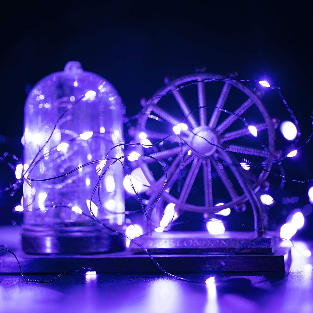 Skiennix Halloween Purple Fairy String Lights - 12 Pack, 7 Ft, 20 LED Battery Operated for DIY Decor
