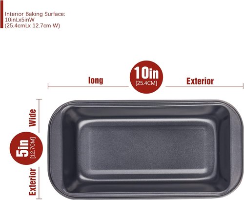 KITESSENSU Nonstick Carbon Steel Loaf Pan - Easy Grip Handles for Baking Bread & Brownies | Set of 2, Gray