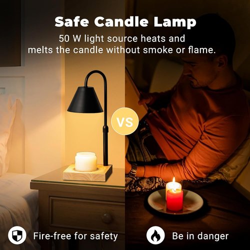 GODONLIF Dimmable Candle Warmer Lamp - Adjustable Height & Timer | Wooden Base, Includes 2 Bulbs