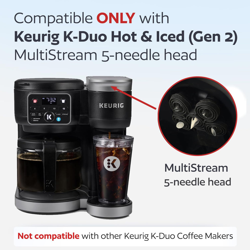 2 Reusable K Cups and Basket Coffee Filter for Keurig K-Duo Hot & Iced Single Serve & Carafe Coffee Maker with MultiStream Technology (Gen 2)