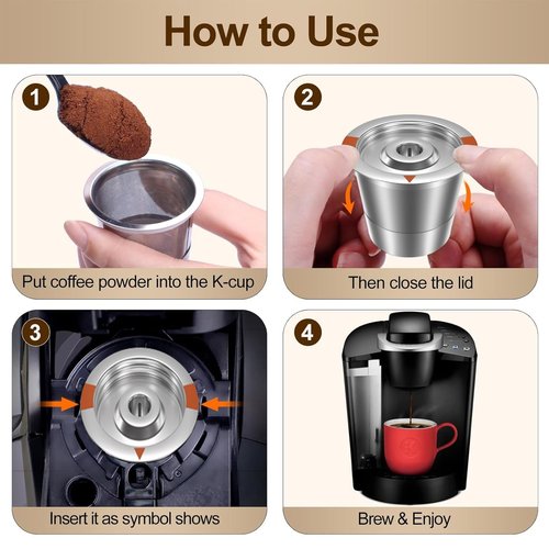 FAQQMCVY Reusable K Cups Coffee Pods for Keurig: Full Stainless Steel Refillable K Cups Coffee Filter Compatible 1.0 and 2.0 Coffee Makers-brewers (1Pack)
