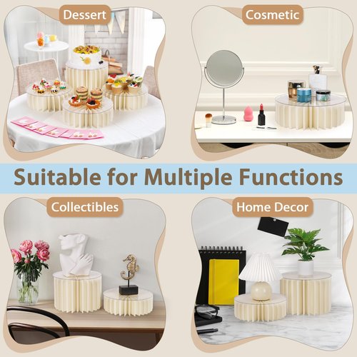 Flenpptly 8 Pcs Buffet Risers, Food Risers for Buffet Table, White Food Display Risers for Party Buffet Risers and Stands for Show Catering Desserts, Food, Jewelry (8 Pcs)