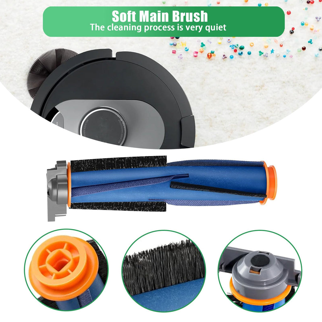 Replacement Parts for Shark AI AV2501S AV2501AE RV2502AE RV2410WD RV2620WD AV2510AOUS Robot Vacuum Accessories, Main Roller Brush, 4 Side Brush, 2 HEPA Filters