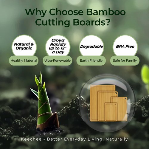 Keechee 4-Pcs Natural Wood Cutting Board Set Kitchen Tools with Juice Groove, Wooden Chopping Board for Meat, Fruit, Vegetables & Cheese (Pre Oiled, Natural)