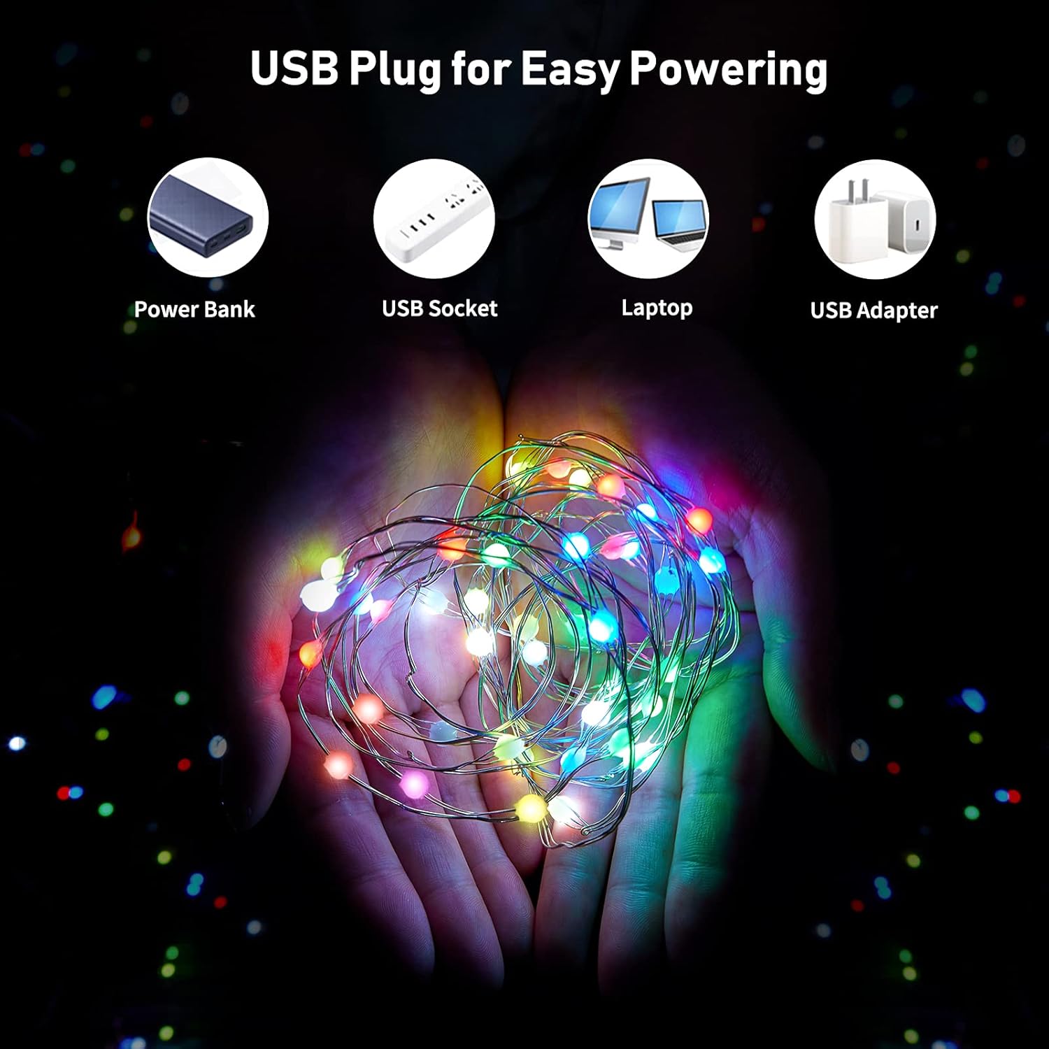 Smart Fairy String Lights - 33 Ft USB Bluetooth Twinkle Lights with Timer, Remote & Music Sync