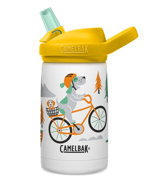 CamelBak Eddy+ Kids Bite Valve Straw Insulated Stainless Steel Water Bottle Biking Dogs, 12oz