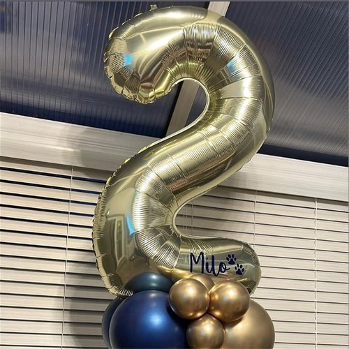 Champagne Gold Number 2 Balloon - 40 Inch Large Foil Helium Balloon for 2nd Birthday & Graduation Celebrations