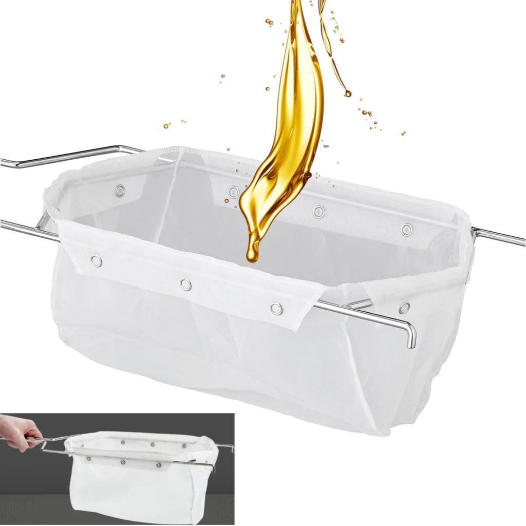 Commercial Deep Fryer Oil Filter Bag with Snaps and Oil Filter Bag Holder Frame, 6" Deep Cooking Oil filter, Durable 1000+ Times frying oil filter, Easy to Clean with Hot Water (Filter Bag and Frame)