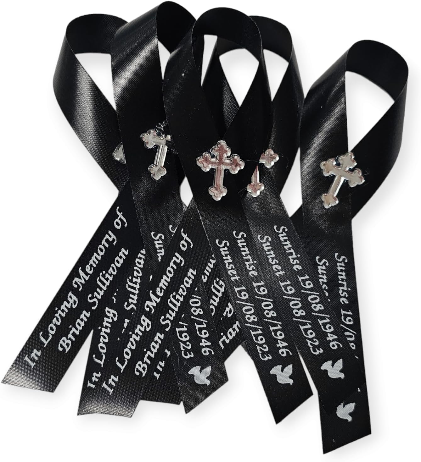 Regine Switzerland Personalized Memorial Ribbon Pins - Custom Cross Design for Celebrating Life | Sympathy Awareness