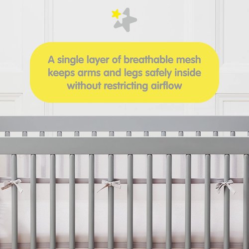 Halo Mini Crib Breathable Mesh Liner for Mini Crib, Classic 3mm Mesh, White, Size 4M Covers 4 Sides FITS MINI Cribs with 38x24” Mattress ONLY