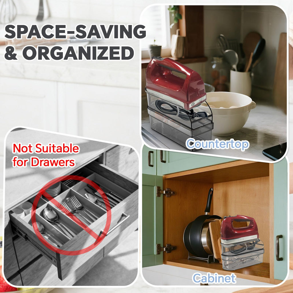Hand Mixer Storage Case for KitchenAid KHM5/KHM6/KHM7/KHM9 Series Ultra Power Speed Hand Mixers, Double layer Crylic Transparent Storage Box (Hand Mixer Not Included) (Storage Case)