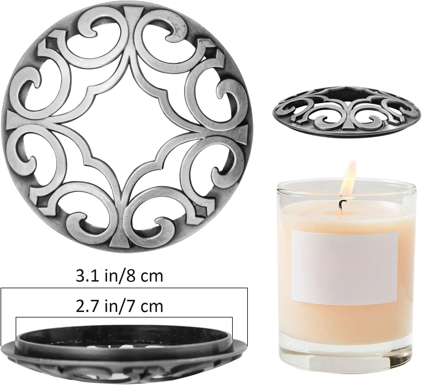 MrMrKura Candle Toppers - 2 Pcs Metal Covers for Even Burning | Perfect Gift for Women, Christmas Decor