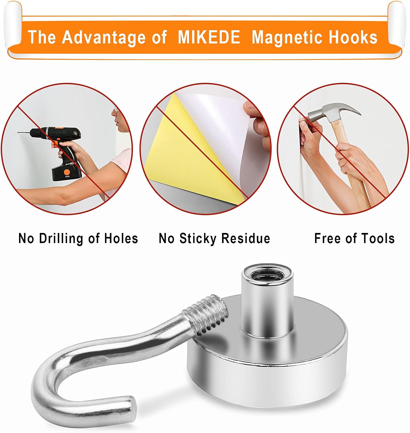 MIKEDE Heavy-Duty Magnetic Hooks - 30LB Neodymium Magnets for Outdoor & Indoor Use | 35-Pack