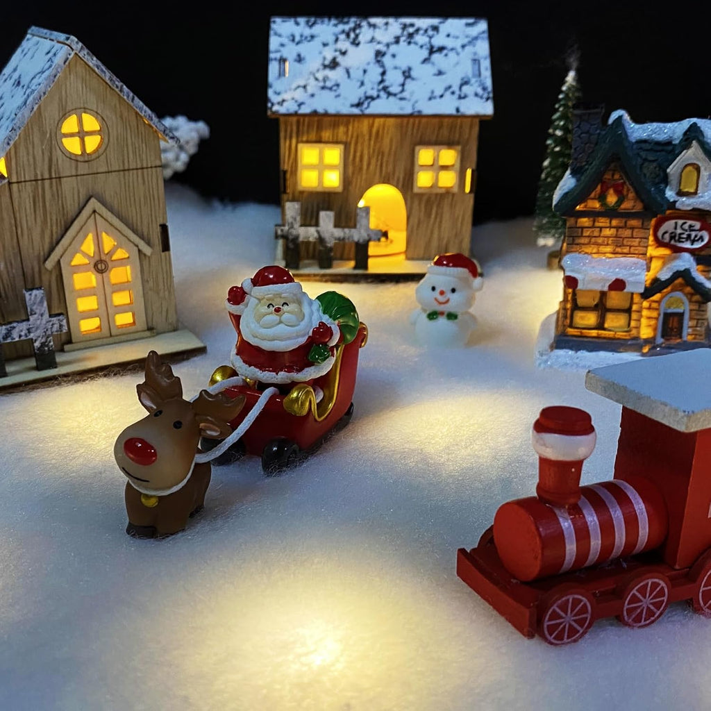 Skiennix Christmas Snow Blanket - 1.3x5.25 Ft Faux Snow Roll with 50 LED Lights for Winter Village Display